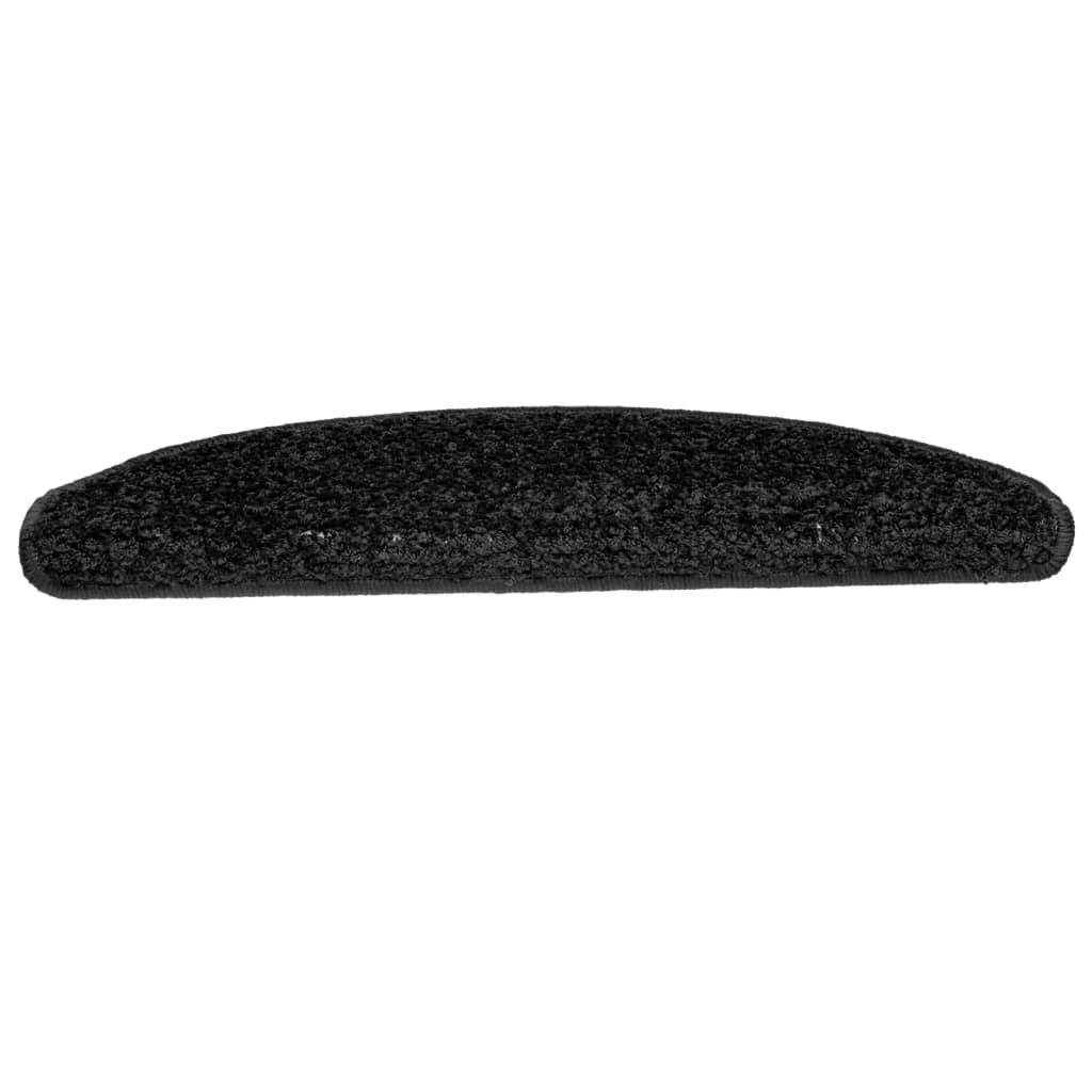 Prostirke za stepenice 15 kom 65x21x4 cm Crne poluokrugle velike
