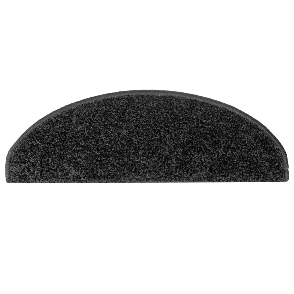 Prostirke za stepenice 15 kom 65x21x4 cm Crne poluokrugle velike