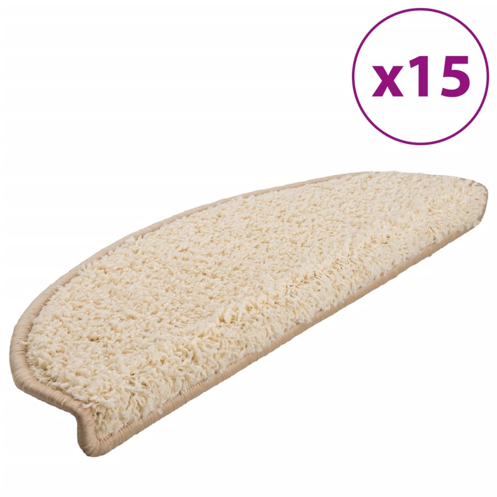 Prostirke za stepenice 15 kom 65x21x4 cm krem poluokrugle velike