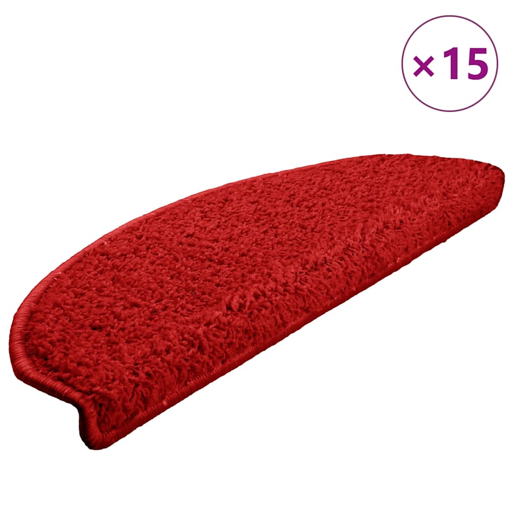 Prostirke za stepenice 15 kom 65x21x4 cm crvene poluokrugle velike
