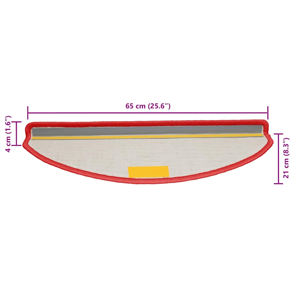 Prostirke za stepenice 15 kom 65x21x4 cm crvene poluokrugle velike