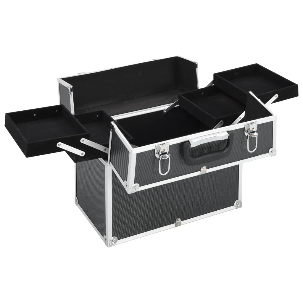 Kovčeg za šminku 38x23x34 cm crni aluminijski