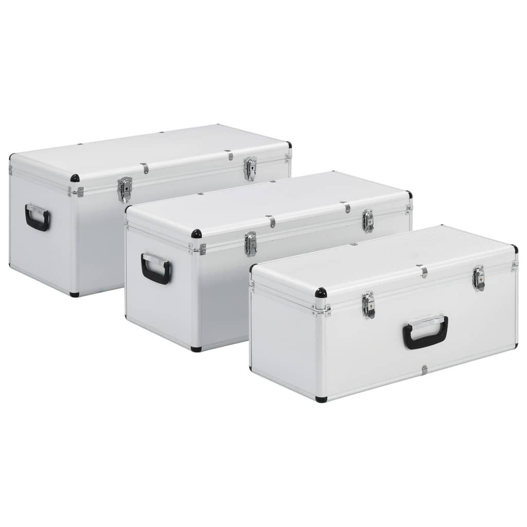 Kutije za pohranu 3 kom srebrne aluminijske