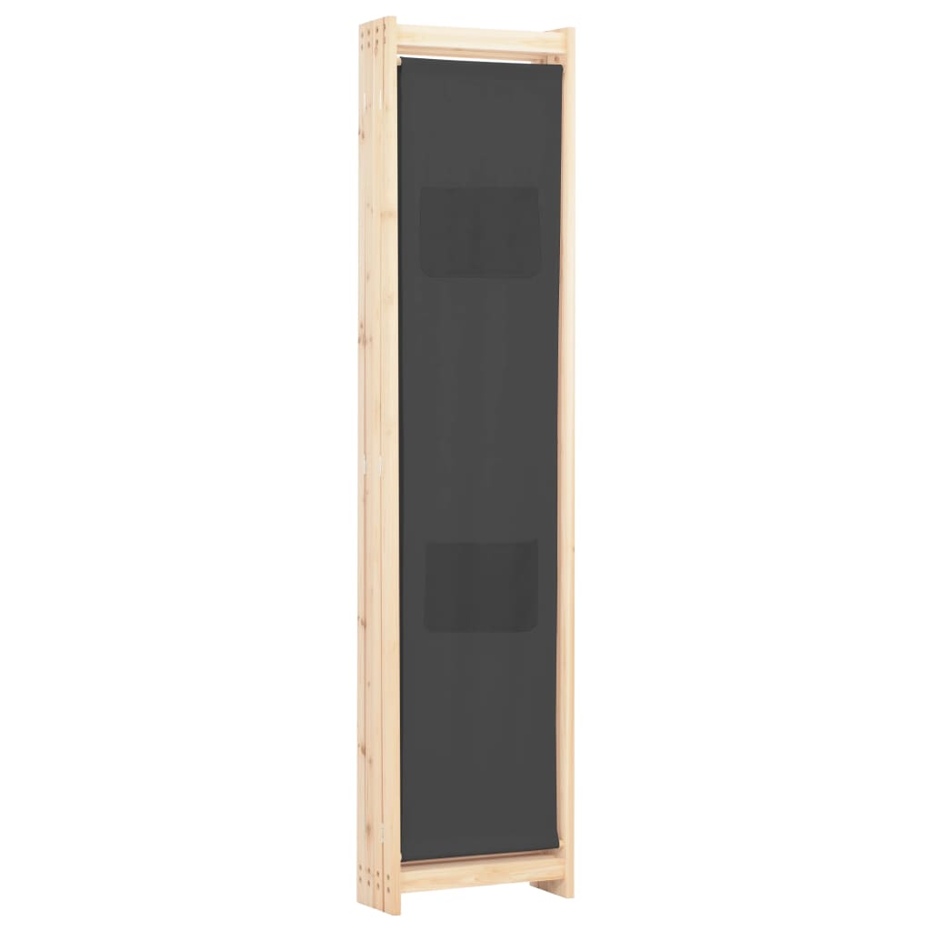 Sobna pregrada s 4 panela od tkanine 160 x 170 x 4 cm siva