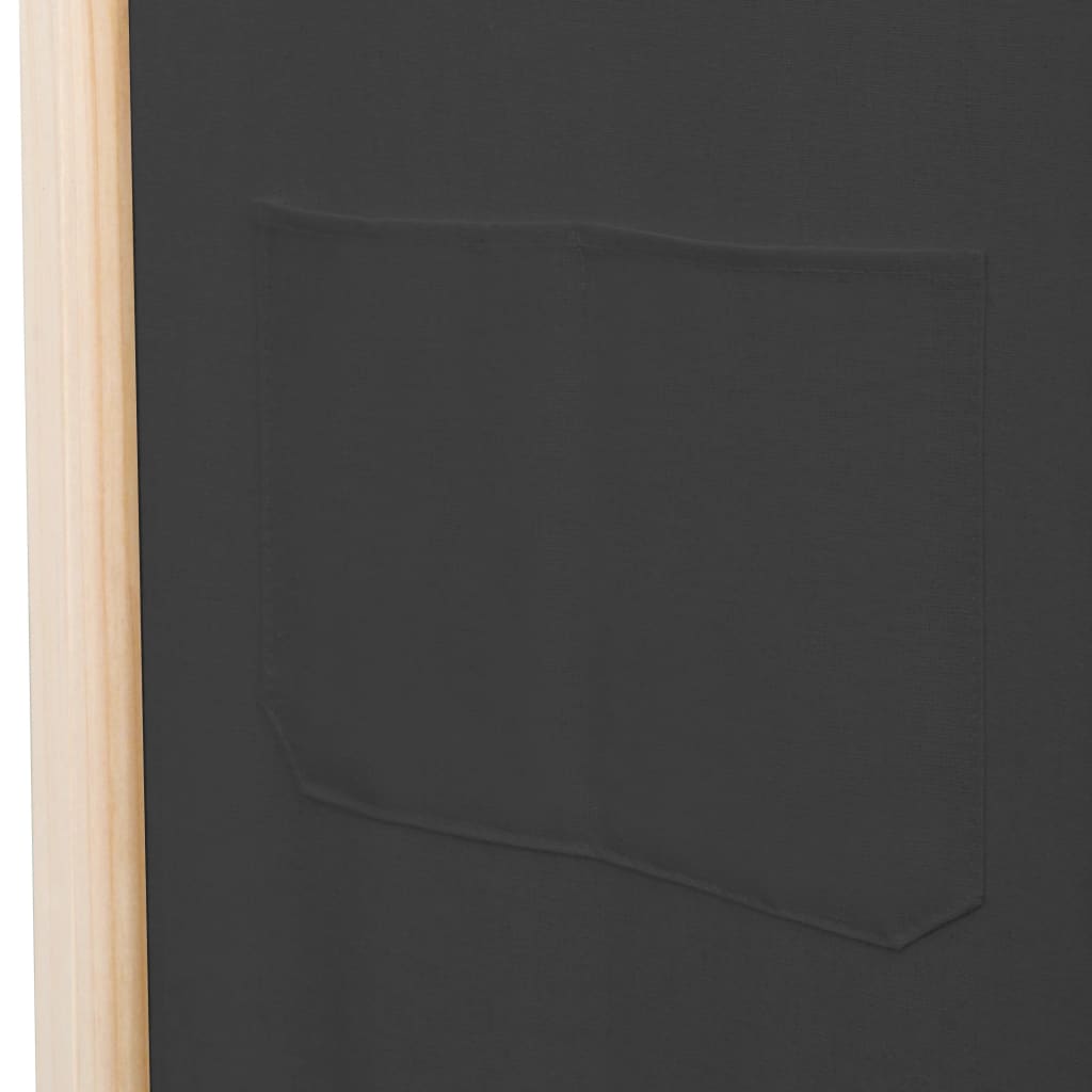 Sobna pregrada s 5 panela od tkanine 200 x 170 x 4 cm siva