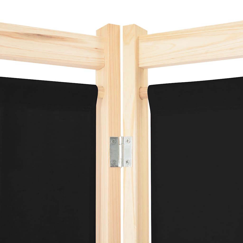 Sobna pregrada s 5 panela od tkanine 200 x 170 x 4 cm crna