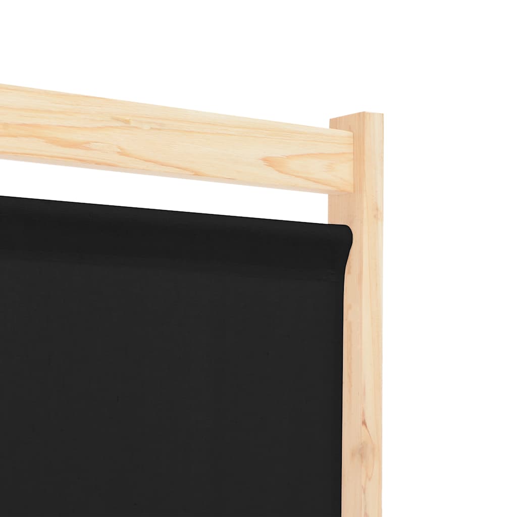 Sobna pregrada s 5 panela od tkanine 200 x 170 x 4 cm crna