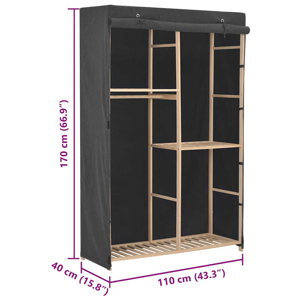 Ormar s 3 razine od tkanine 110 x 40 x 170 cm sivi