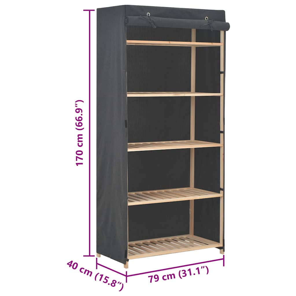 Ormar od tkanine sivi 79 x 40 x 170 cm