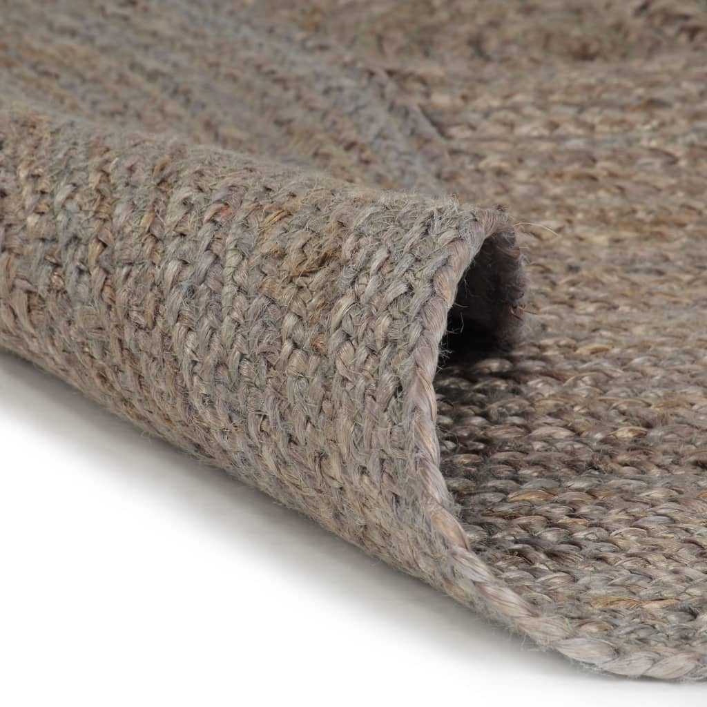 Ručno rađeni tepih od jute okrugli 90 cm sivi