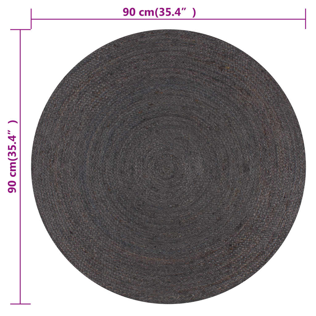 Ručno rađeni tepih od jute okrugli 90 cm tamnosivi