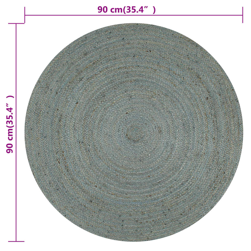 Ručno rađeni tepih od jute okrugli 90 cm maslinastozeleni
