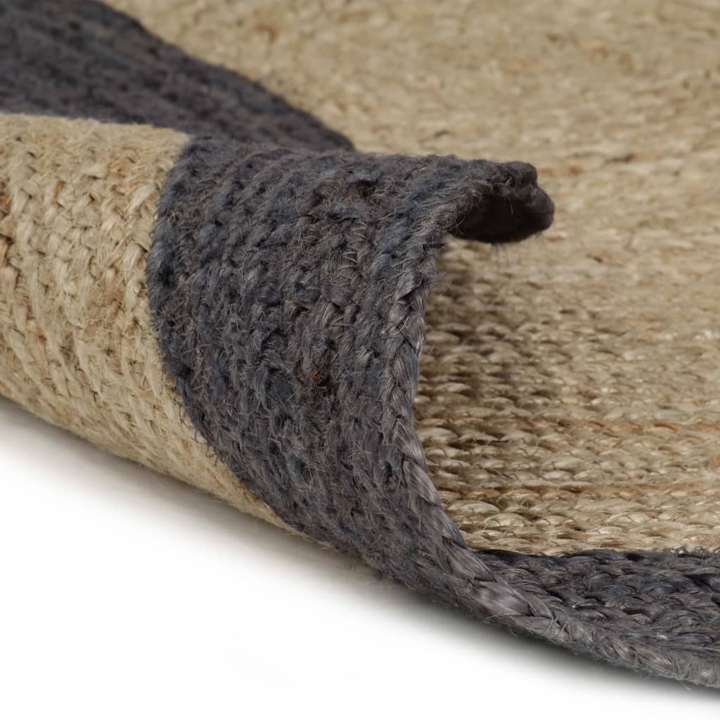 Ručno rađeni tepih od jute s tamnosivim rubom 90 cm