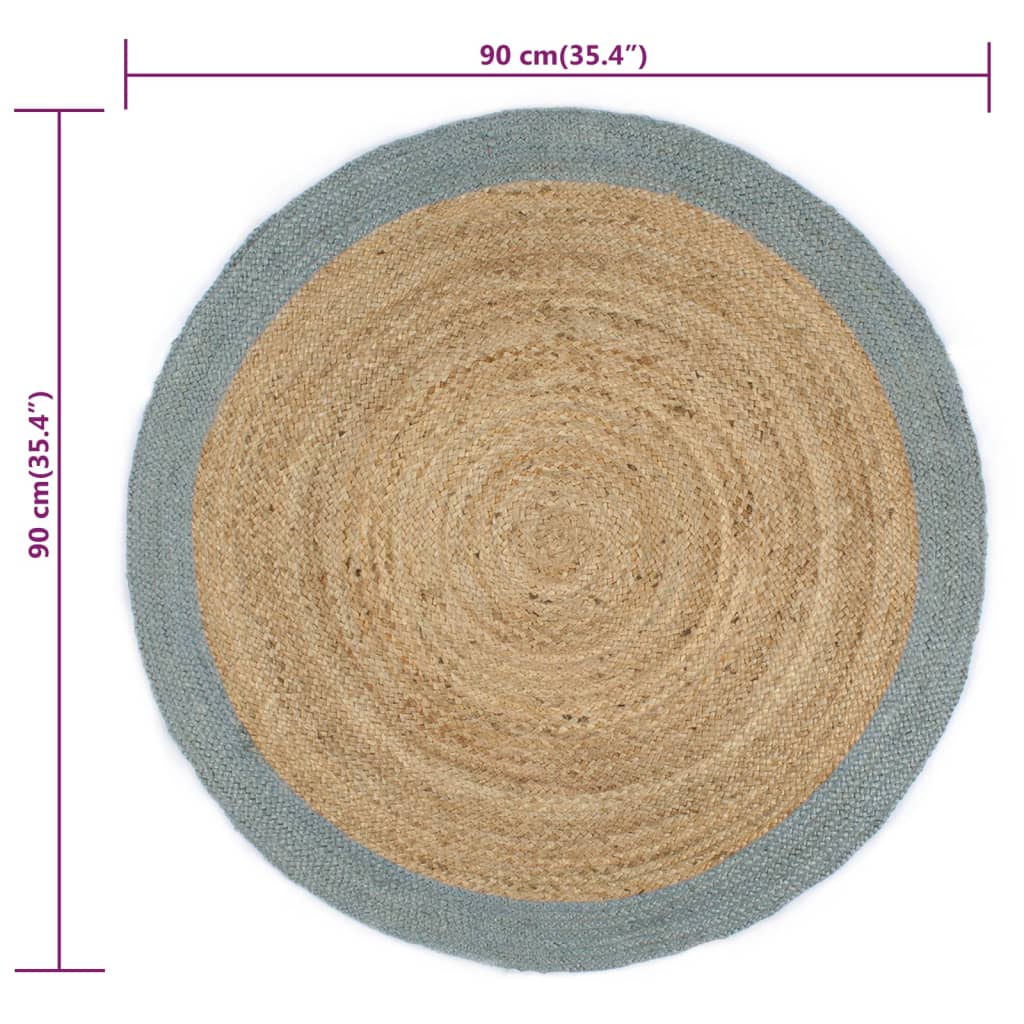 Ručno rađeni tepih od jute s maslinastozelenim rubom 90 cm