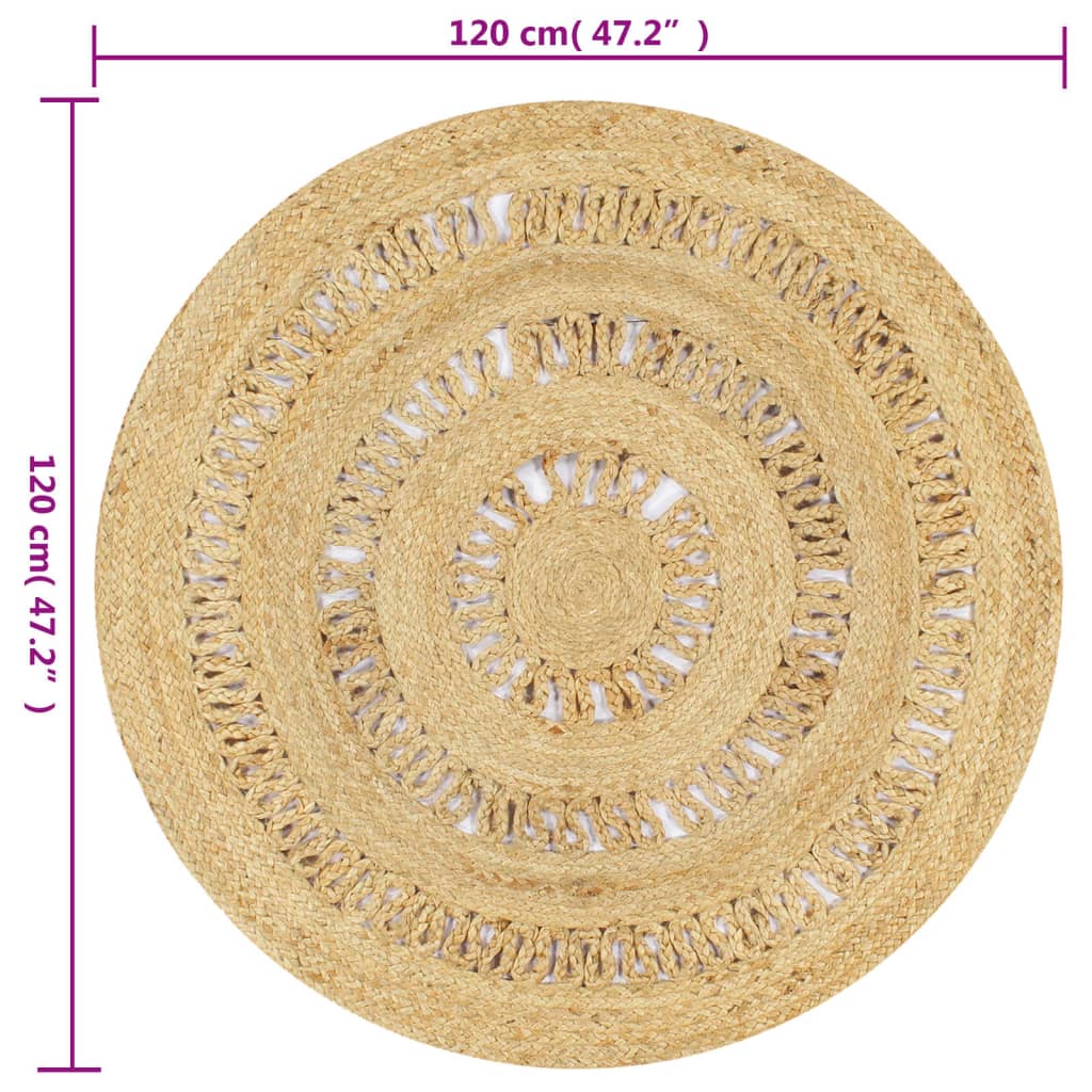 Ručno rađeni pleteni tepih od jute 90 cm