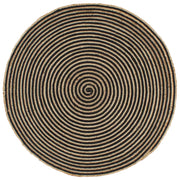 Ručno rađeni tepih od jute sa spiralnim uzorkom crni 90 cm