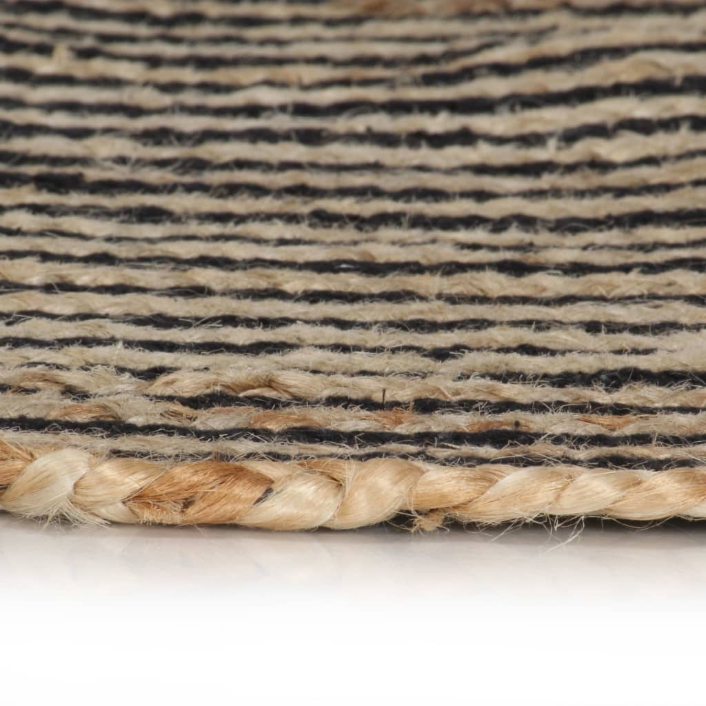 Ručno rađeni tepih od jute sa spiralnim uzorkom crni 90 cm