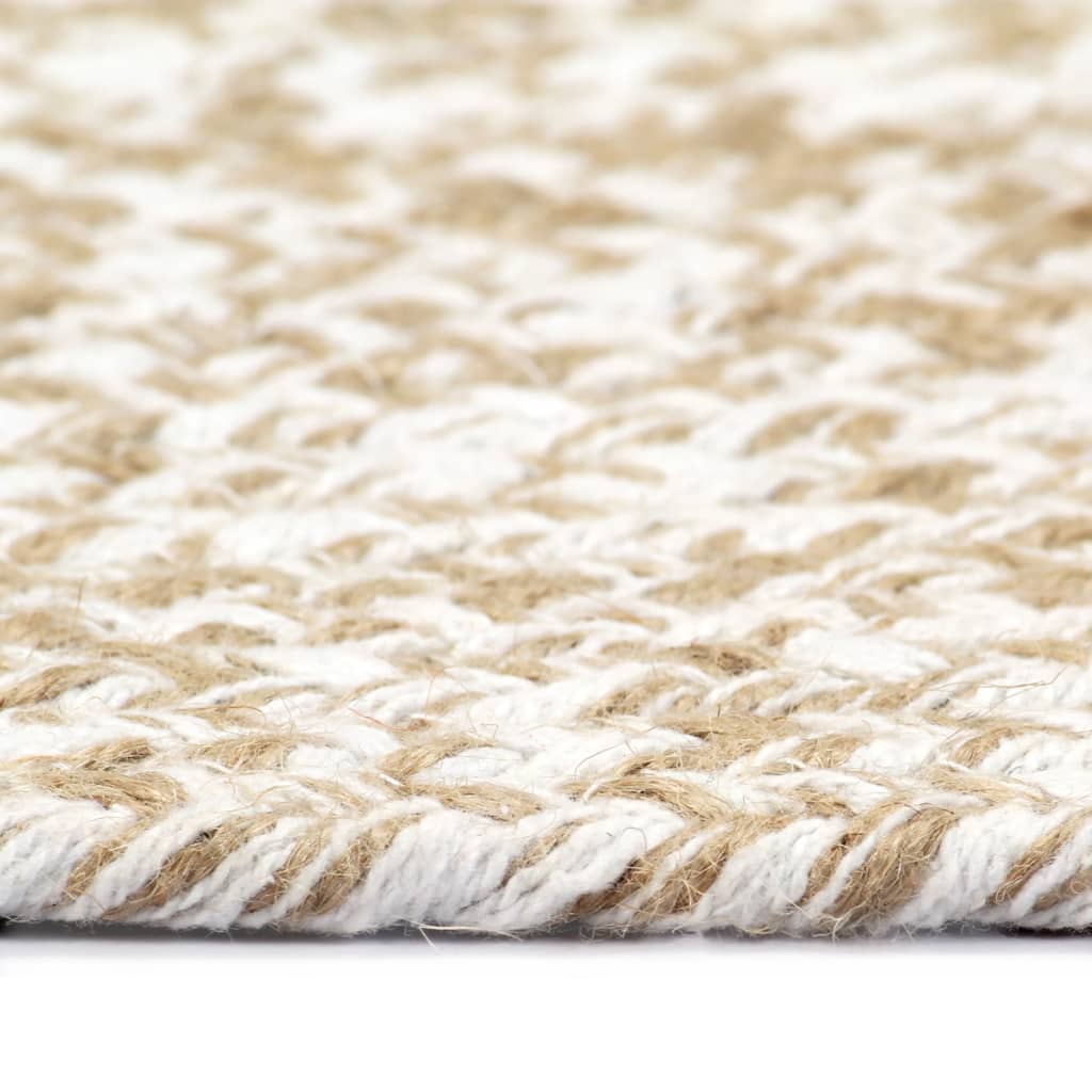 Ručno rađeni tepih od jute bijele i prirodne boje 90 cm