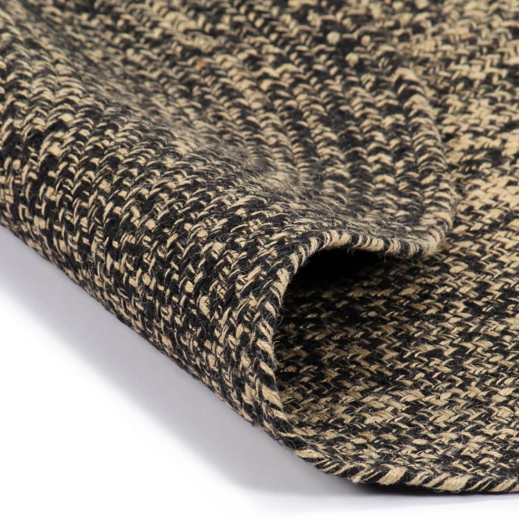 Ručno rađeni tepih od jute crne i prirodne boje 150 cm