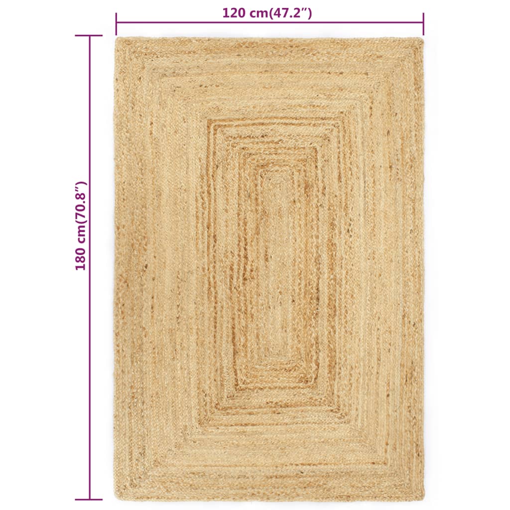 Ručno rađeni tepih od jute prirodne boje 120 x 180 cm