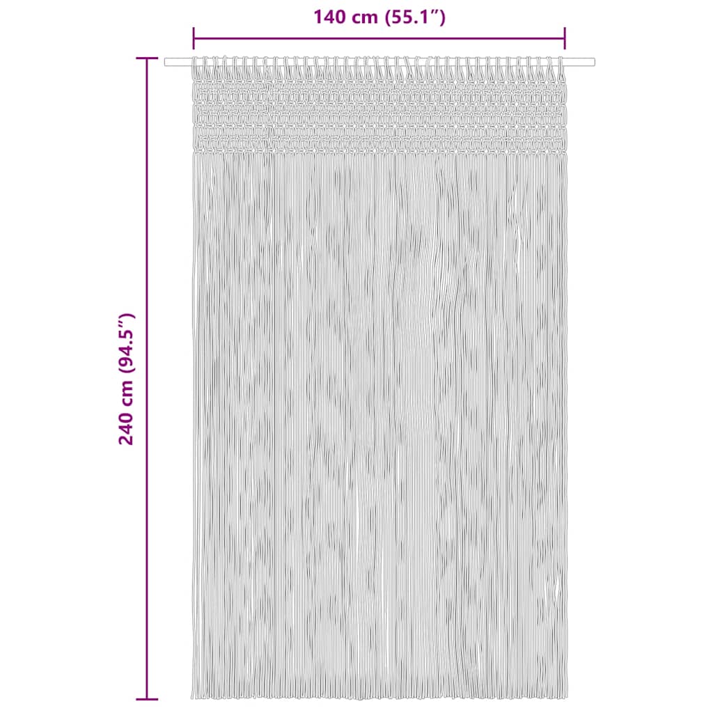 Zavjesa s makrameom 140 x 240 cm pamučna
