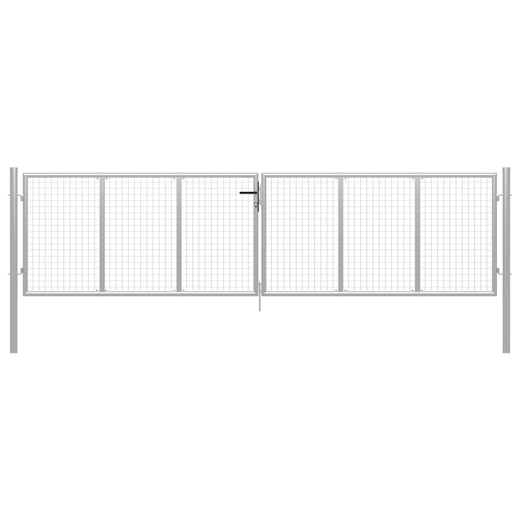 Vrtna vrata od pocinčanog čelika 400x100 cm srebrne boje