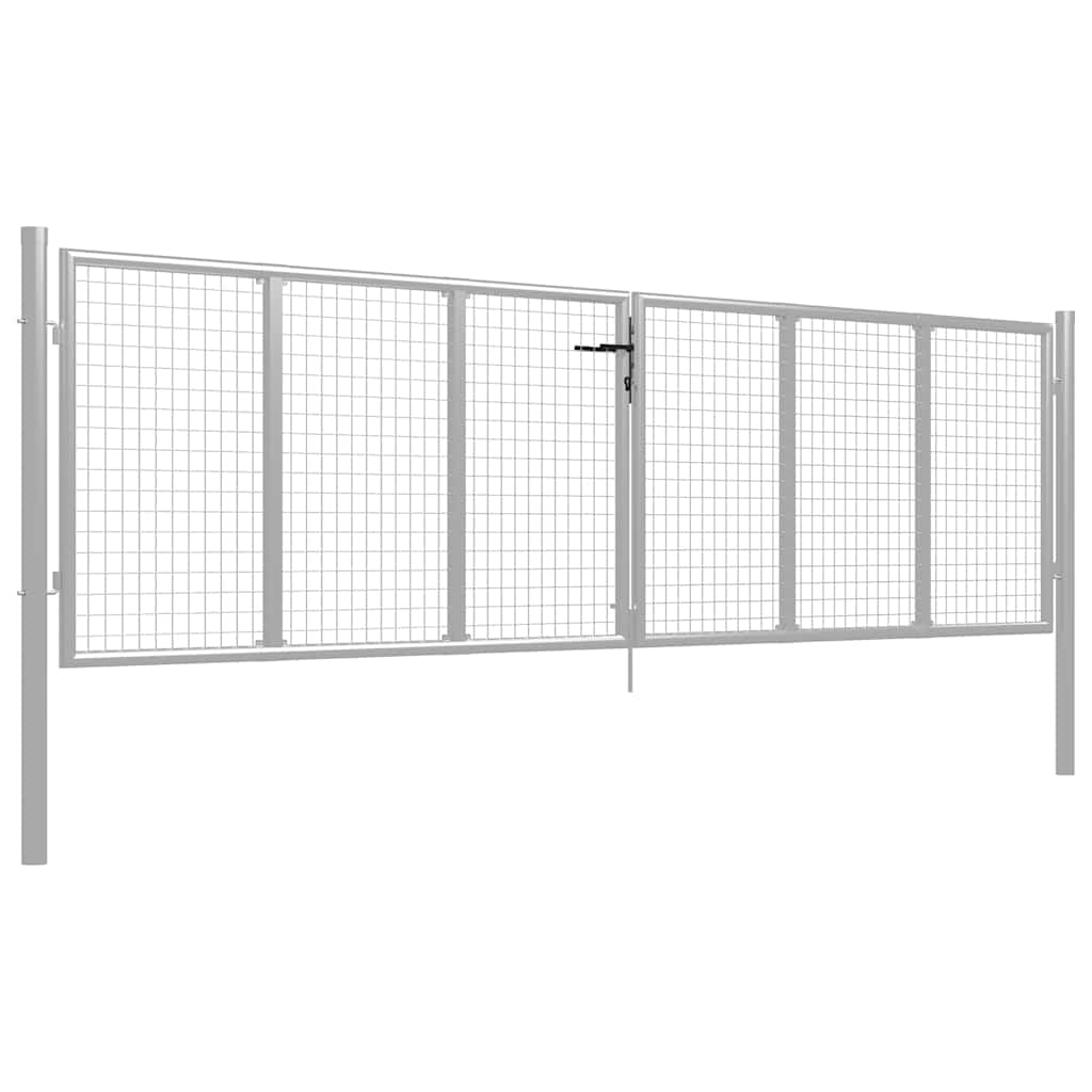 Vrtna vrata od pocinčanog čelika 400x100 cm srebrne boje