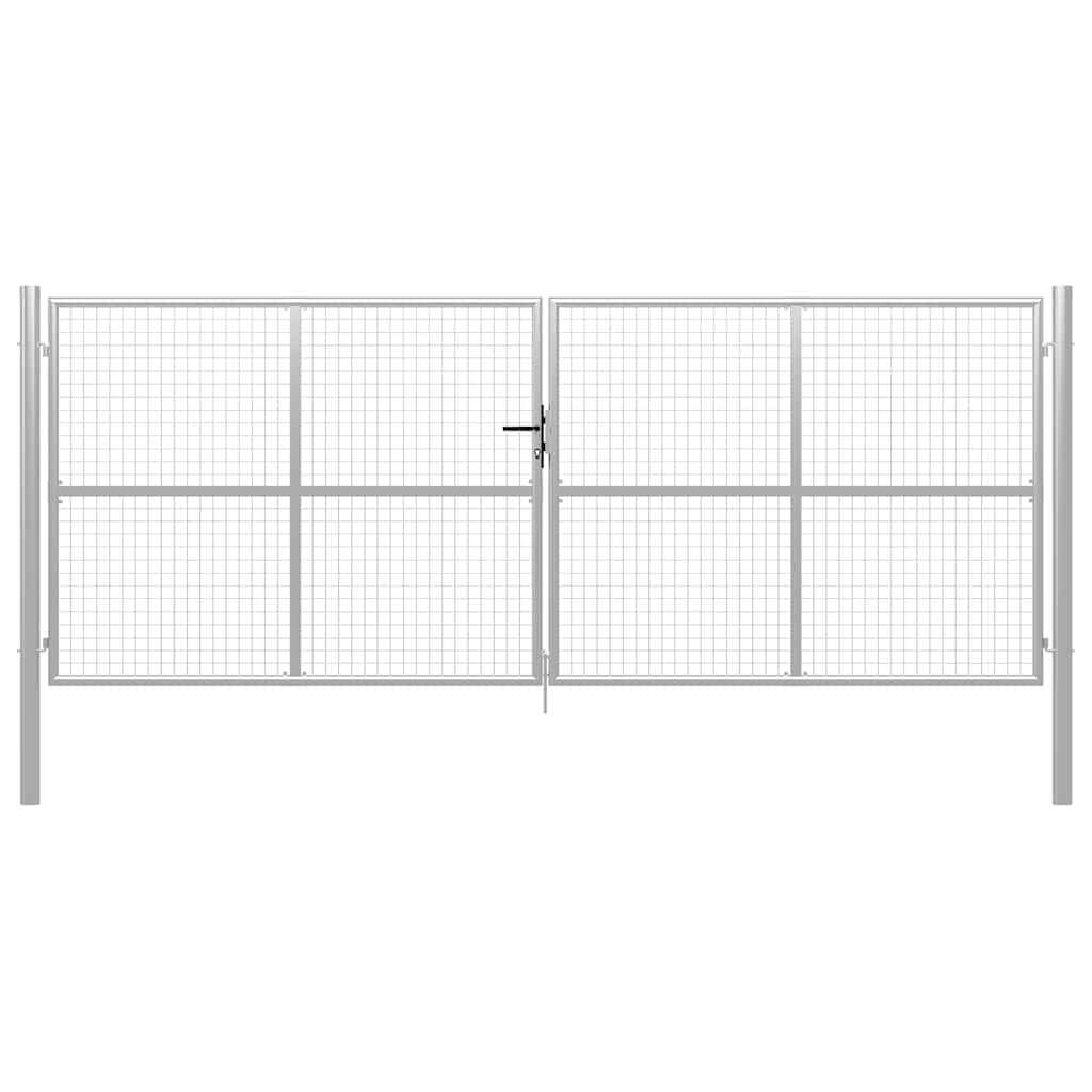 Vrtna vrata od pocinčanog čelika 400x150 cm srebrne boje