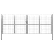 Vrtna vrata od pocinčanog čelika 400x150 cm srebrne boje
