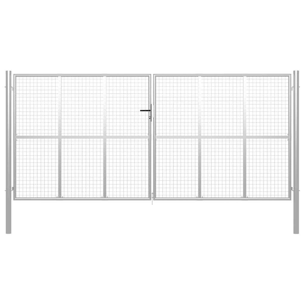 Vrtna vrata od pocinčanog čelika 400x200 cm srebrne boje