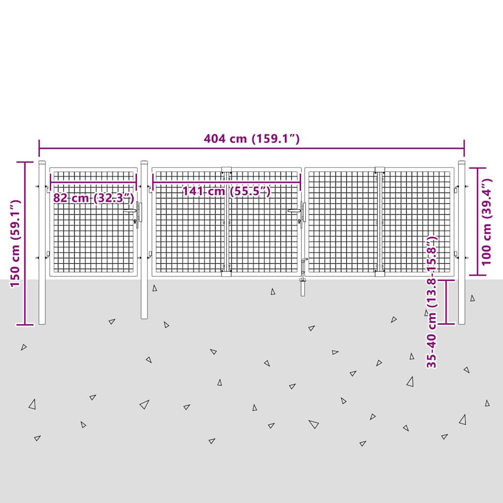 Vrtna vrata Čelik 400x100 cm Zelena