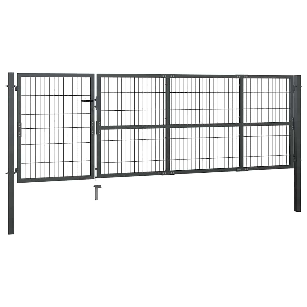 Vrtna vrata sa stupovima Čelik 350x100 cm Antracit