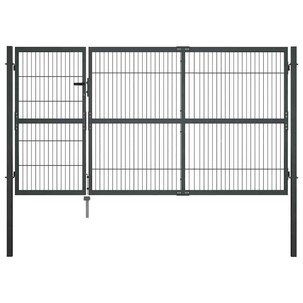 Vrtna vrata sa stupovima čelična 350 x 140 cm antracit