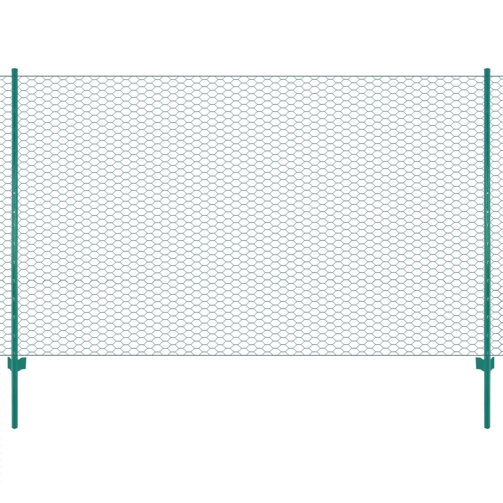 Ograda od žičane mreže sa stupovima čelična 25 x 2 m zelena