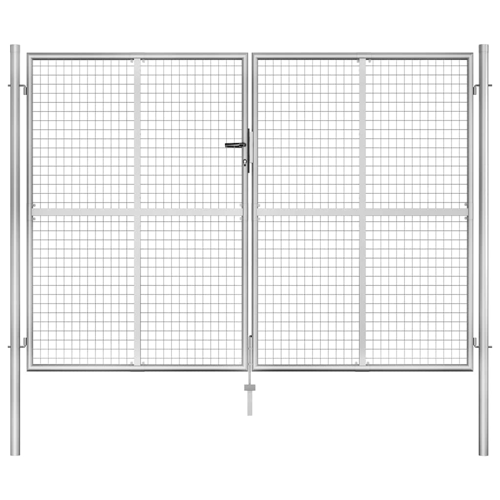 Vrtna vrata od pocinčanog čelika 300x175 cm srebrne boje