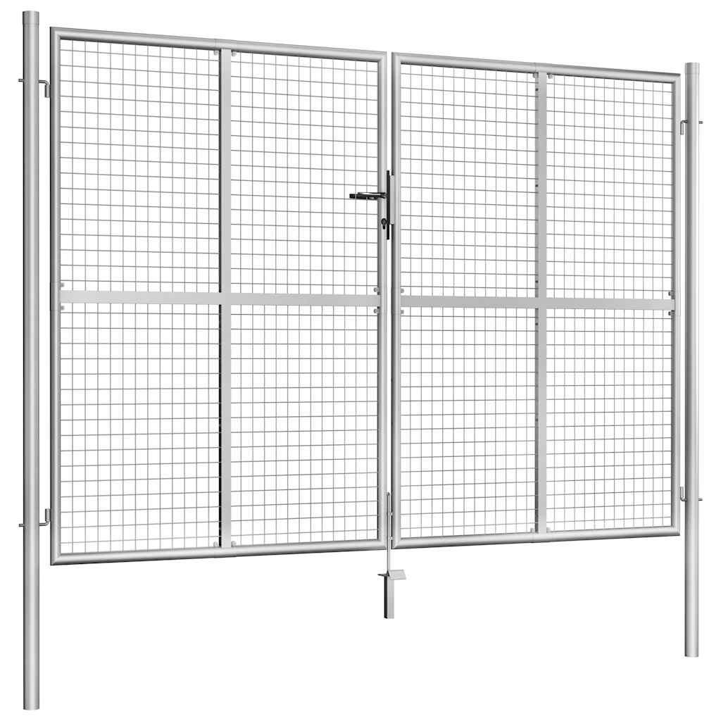 Vrtna vrata od pocinčanog čelika 300x175 cm srebrne boje