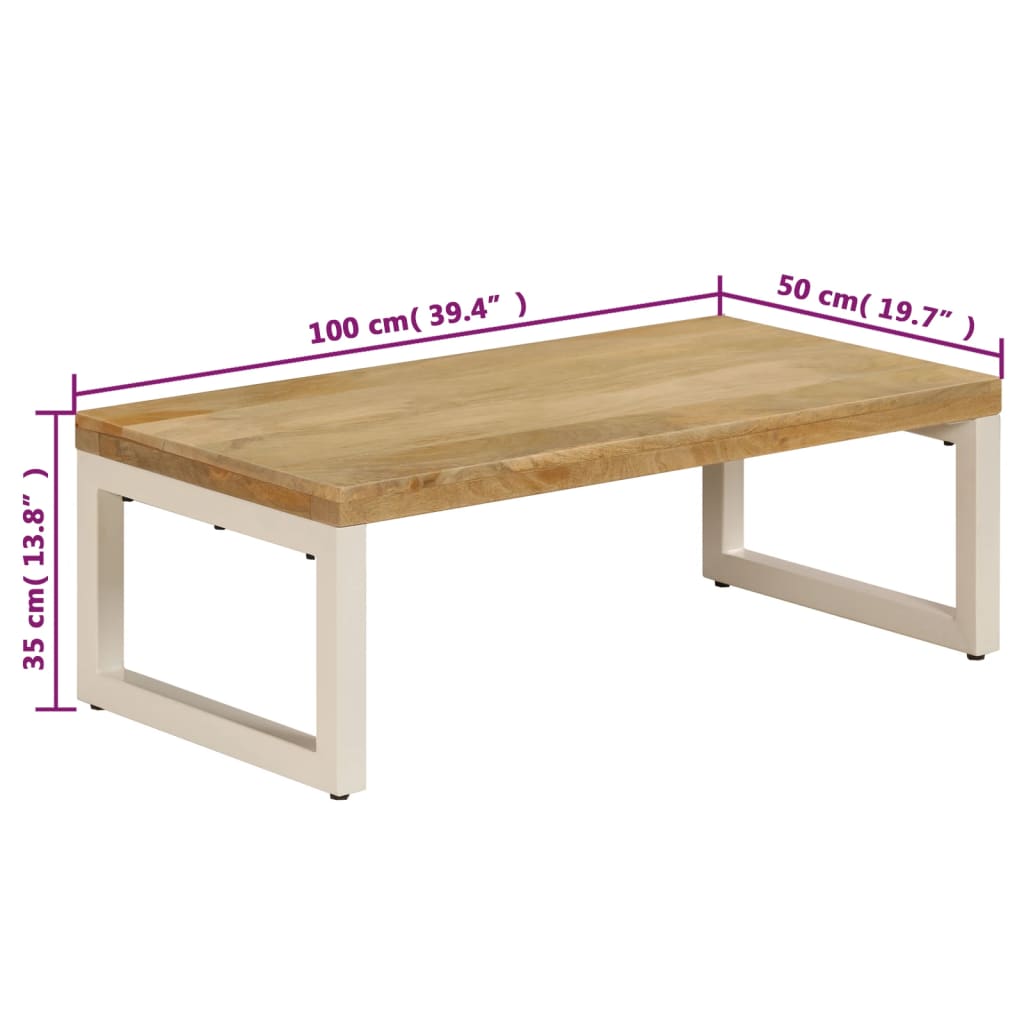 Stolić za kavu 100 x 50 x 35 cm od masivnog drva manga i čelika