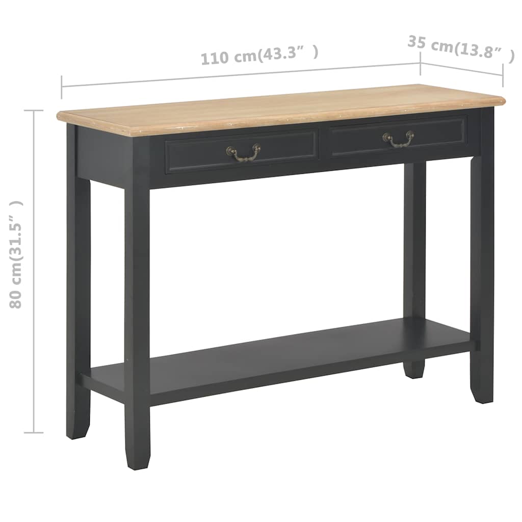 Konzolni stol crni 110 x 35 x 80 cm drveni