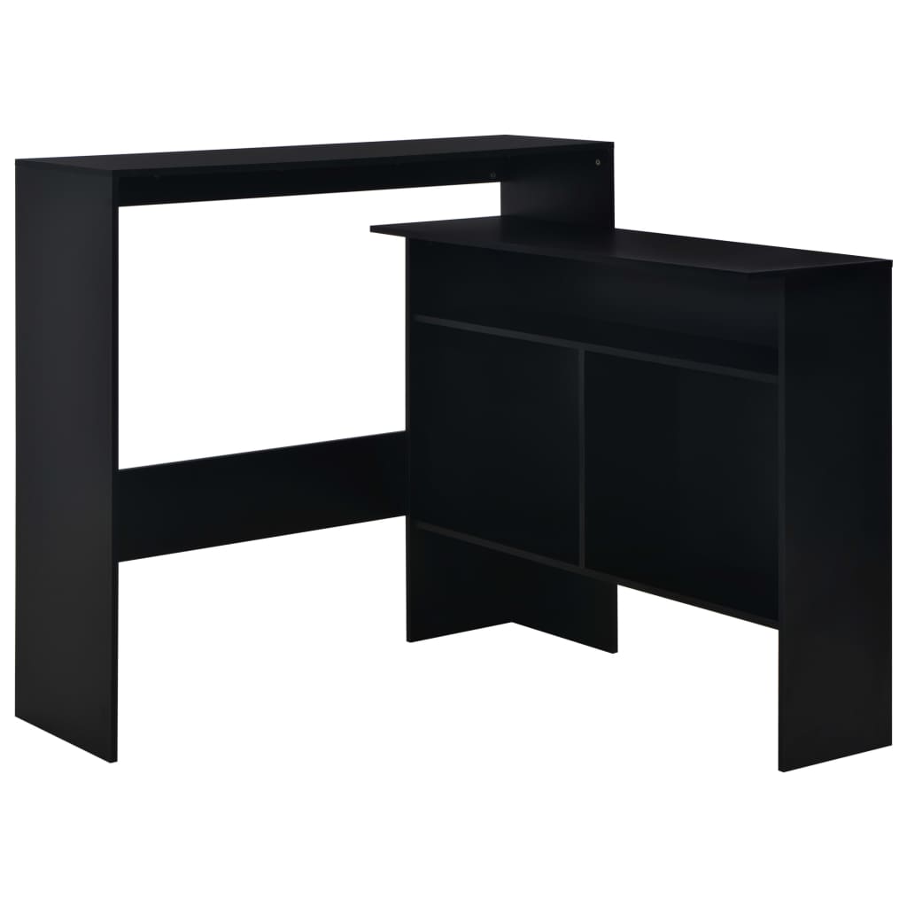 Barski stol s 2 stolne ploče crni 130 x 40 x 120 cm
