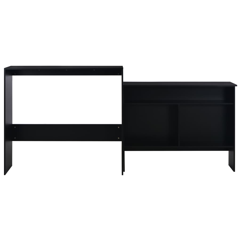 Barski stol s 2 stolne ploče crni 130 x 40 x 120 cm