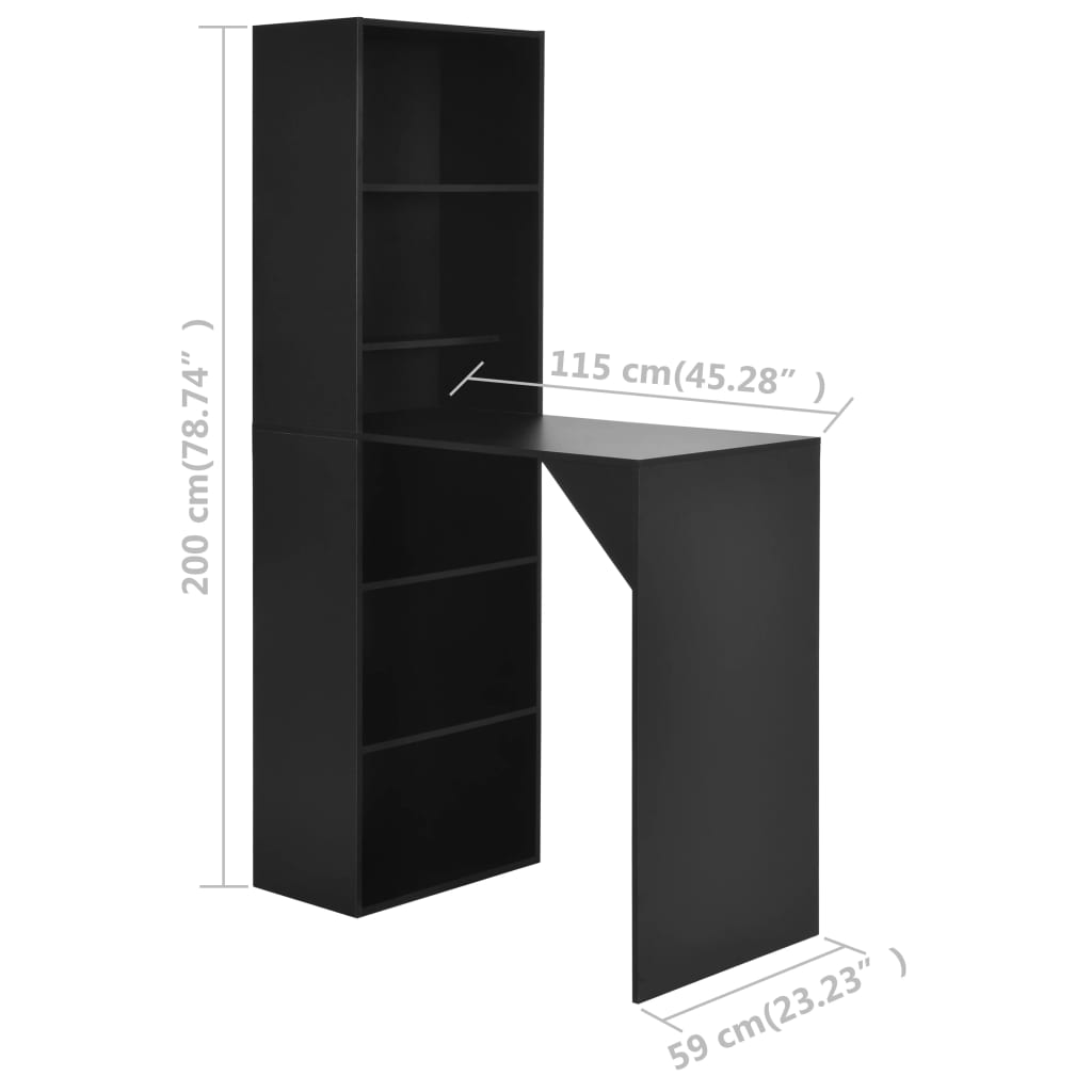 Barski stol s ormarićem crni 115 x 59 x 200 cm