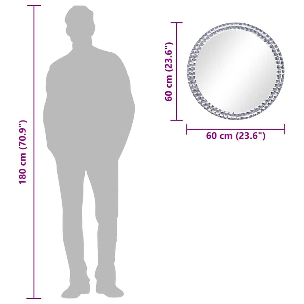 Zidno ogledalo od kaljenog stakla 60 cm