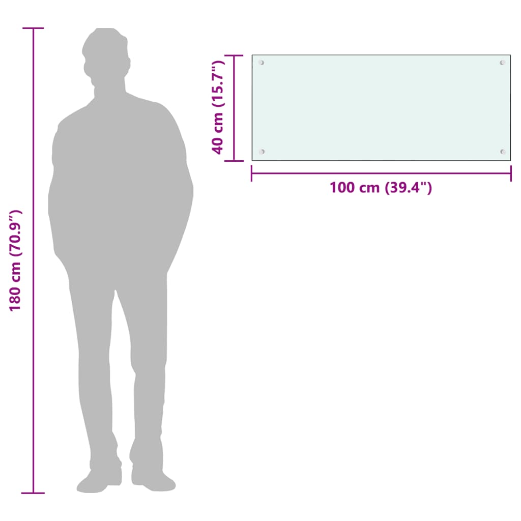 Kuhinjska zaštita od prskanja mliječna 100 x 40 cm kaljeno staklo