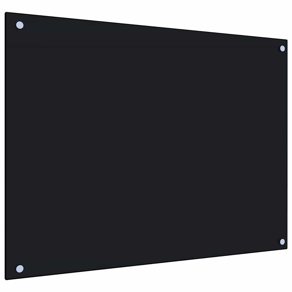 Kuhinjska zaštita od prskanja crna 80 x 60 cm kaljeno staklo