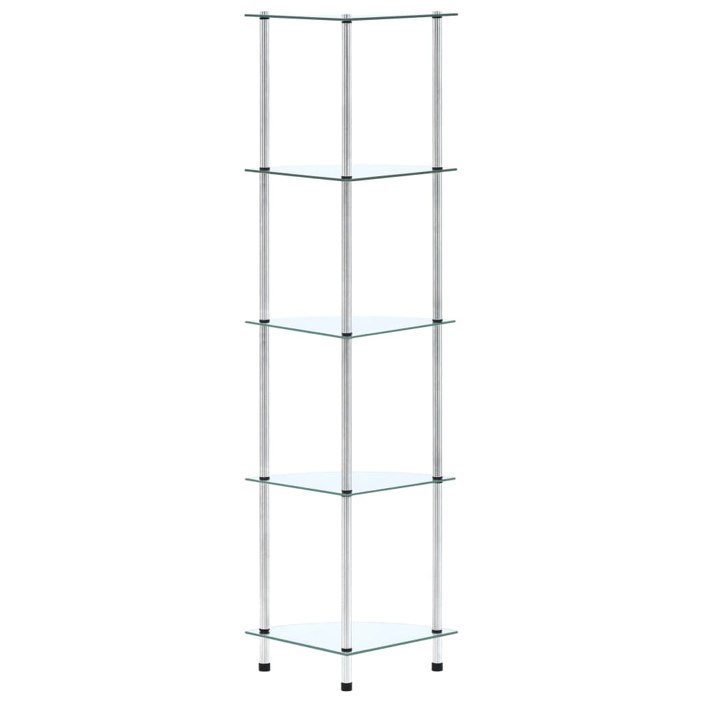 Police s 5 razina prozirne 30 x 30 x 130 cm od kaljenog stakla