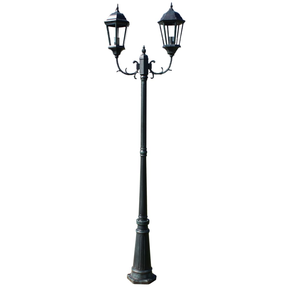 Vrtna stupna svjetiljka tamnozelena/crna aluminijska 230 cm