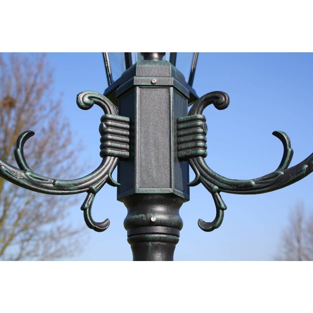 Vrtna stupna svjetiljka tamnozelena/crna aluminijska 230 cm