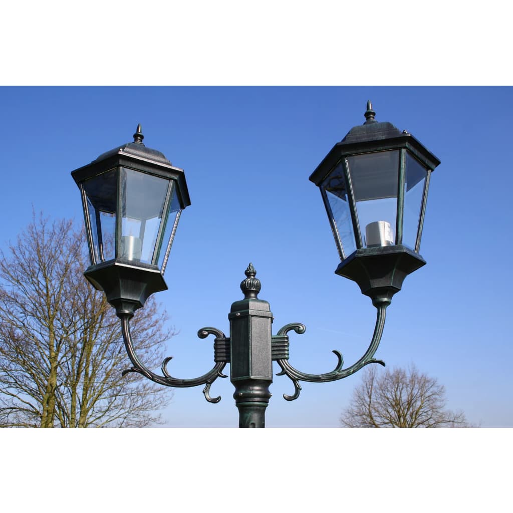 Vrtna stupna svjetiljka tamnozelena/crna aluminijska 230 cm