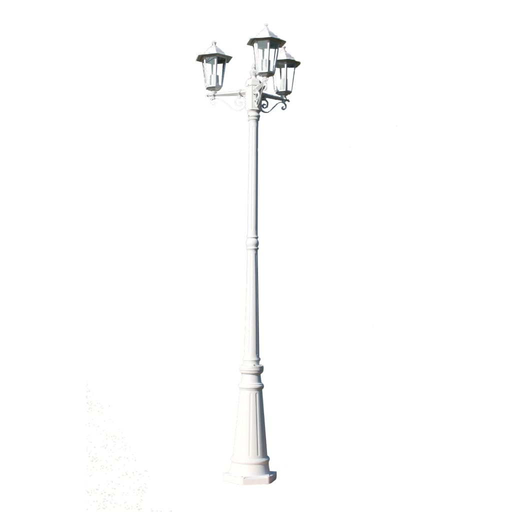 Vrtna stupna svjetiljka 3-lanterne 215 cm bijela