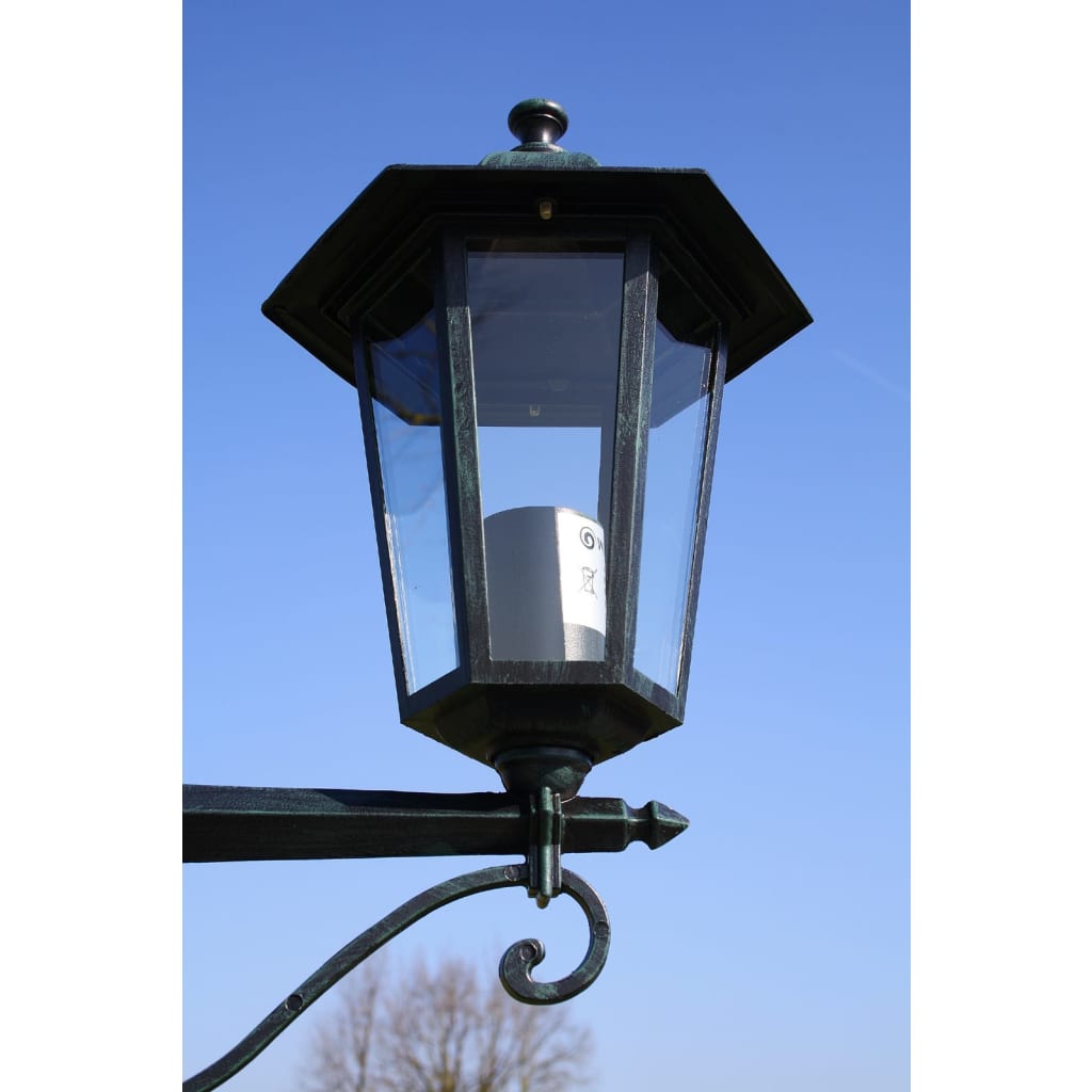 Vrtna stupna svjetiljka tamnozelena/crna aluminijska